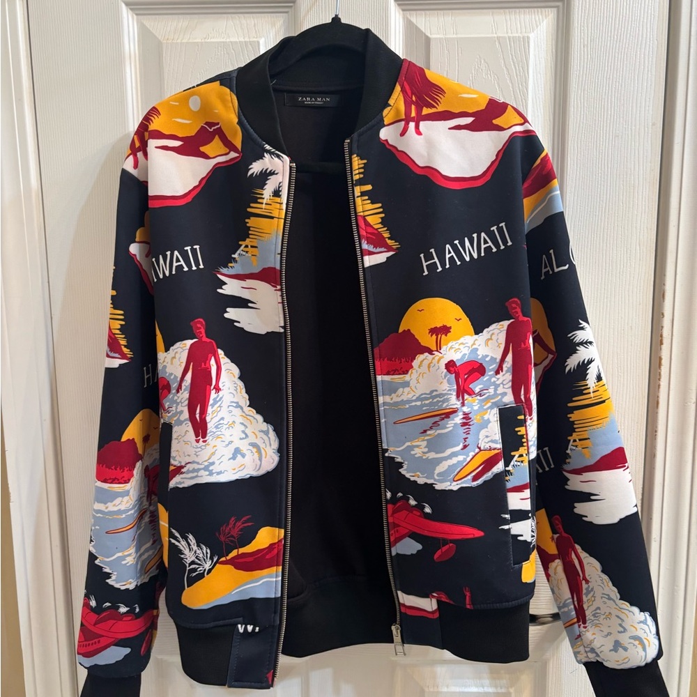 Zara Multicolor Graphic Bomber Jacket